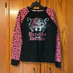 Beautiful Disaster Leopard sweatshirt size medium Retired design